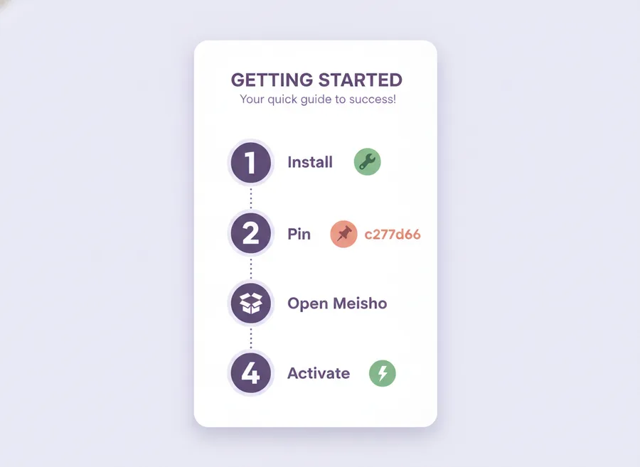 Getting started guide: install, pin, open Meesho, activate