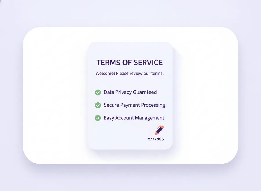 Terms of service document with approved clauses